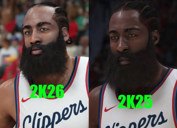 这是开美白了吧！博主晒哈登2K26面补 发际线高了不少